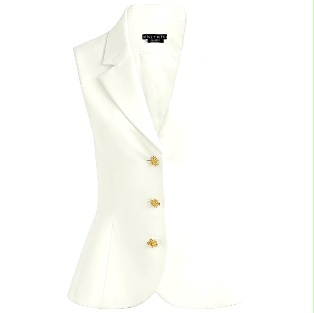 Alice + Olivia 12, Off White Vest With Gold Accents